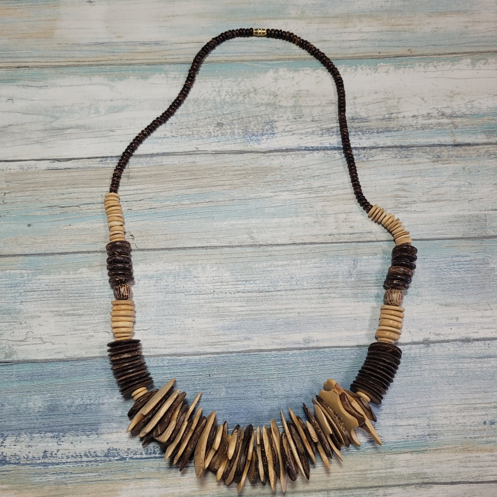 Vintage Statement Coconut Necklace.